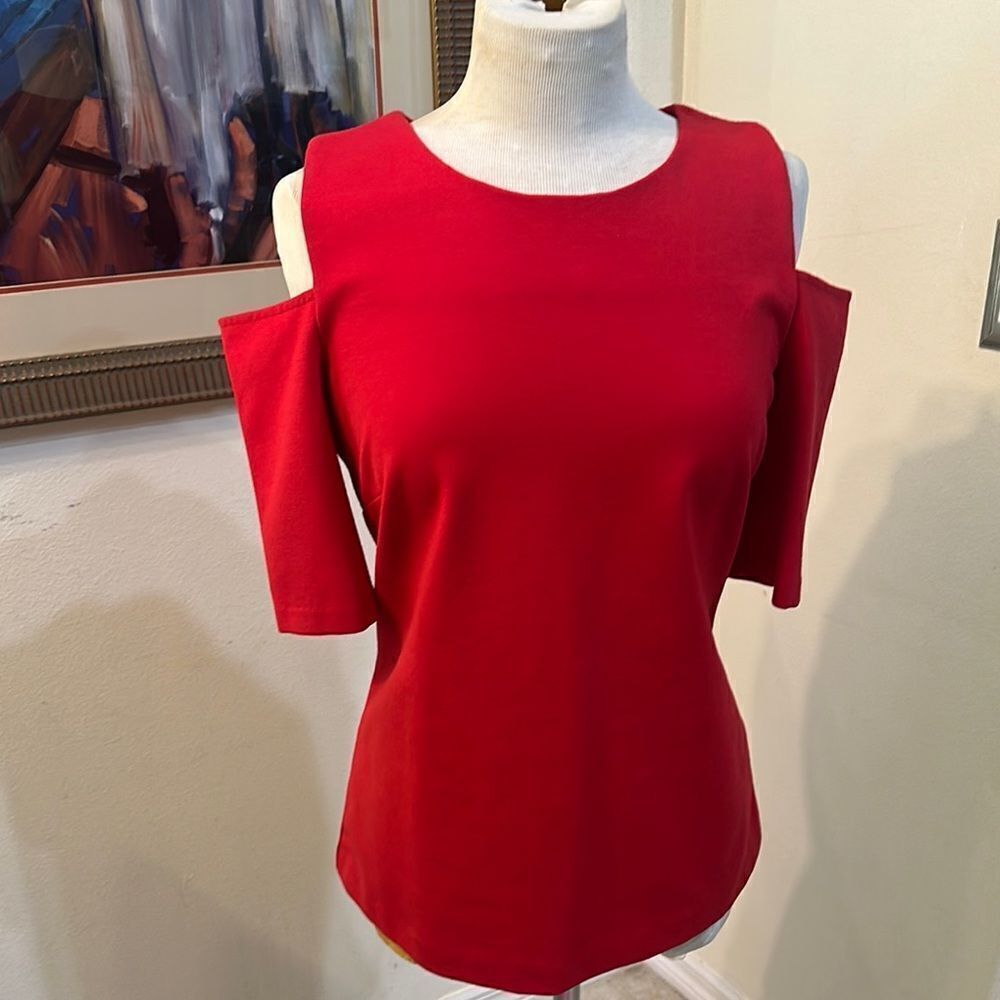 Michael Kors Red Open Shoulder Top Size Large